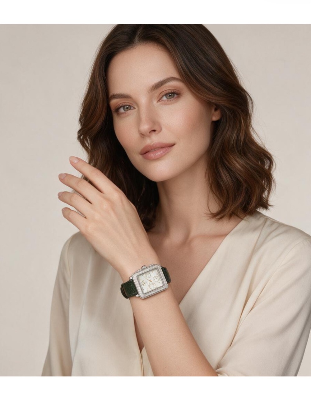 NWT Gevril Green leather Diamond Swiss Watch